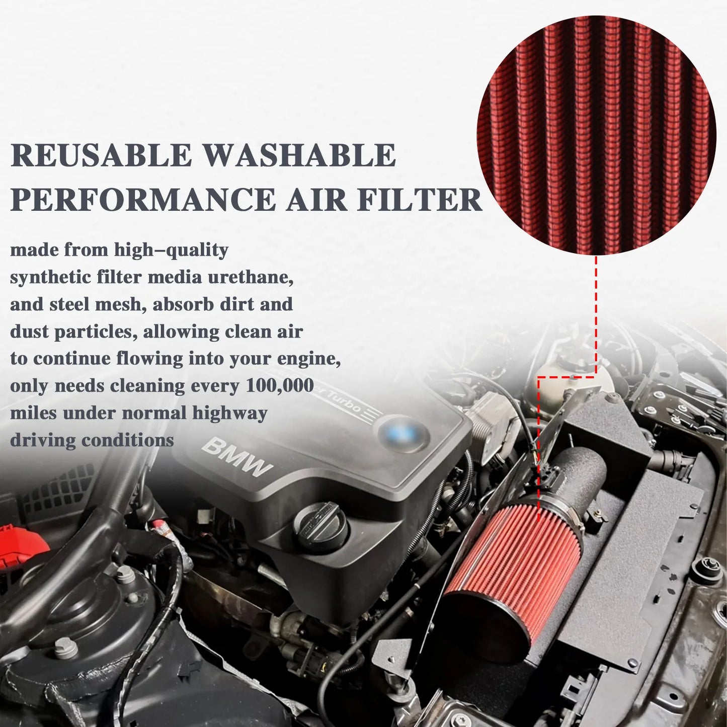 Cold Air Intake For 12-16 BMW F30 228i 320i 328i 420i 428i 2.0T I4-2.0L(t) Engine