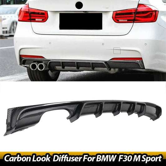 MagicKit Carbon Fiber Look Rear Diffuser For BMW F30 F31 320i 325i 328i 335i MTECH M Sport Bumper 320i 328i 2012-2019